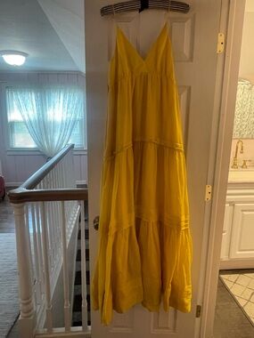 Banana Republic Yellow Tiered V-Neck Maxi Dress